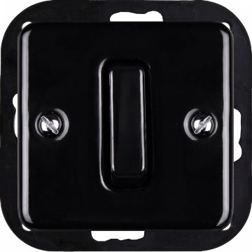 Elhard - Interruttore per scale in ceramica stile retrò senza placca n. 6 nero