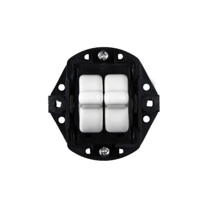 Elhard - Interruttore retrò doppio per scala in ceramica con leva, n. 6+6, bianco