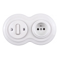 Elhard - Interruttore retrò in ceramica č. 1 e presa 230V con cornice bianca