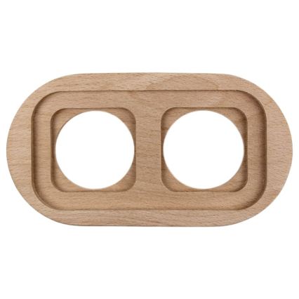 Elhard - Interruttore retrò in ceramica č. 1 e presa 230V con cornice bianco/legno chiaro
