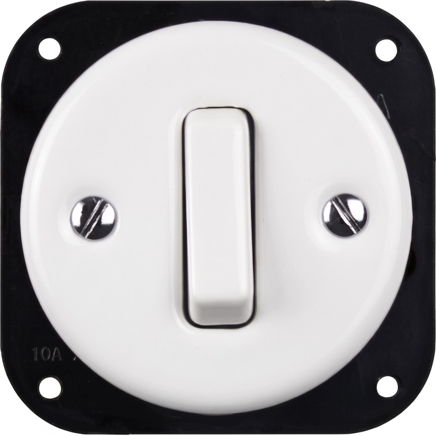 Elhard - Interruttore retrò in ceramica č. 1 e presa 230V con cornice SCHUKO bianca
