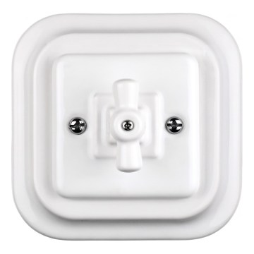 Elhard - Interruttore retrò in ceramica con cornice č. 1/0 bianco