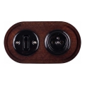 Elhard - Interruttore retrò in ceramica n. 1 e presa 230V con cornice nera/legno scuro