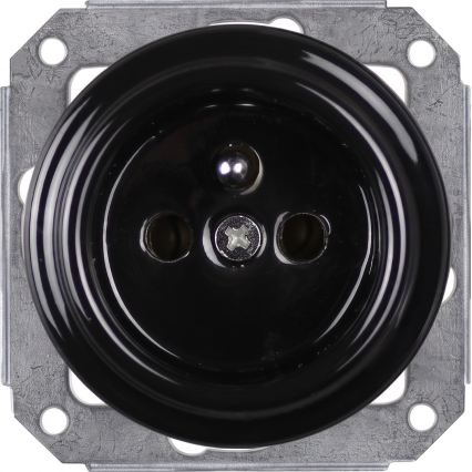 Elhard - Interruttore retro in ceramica č. 1 e presa 230V con placca nero/legno chiaro