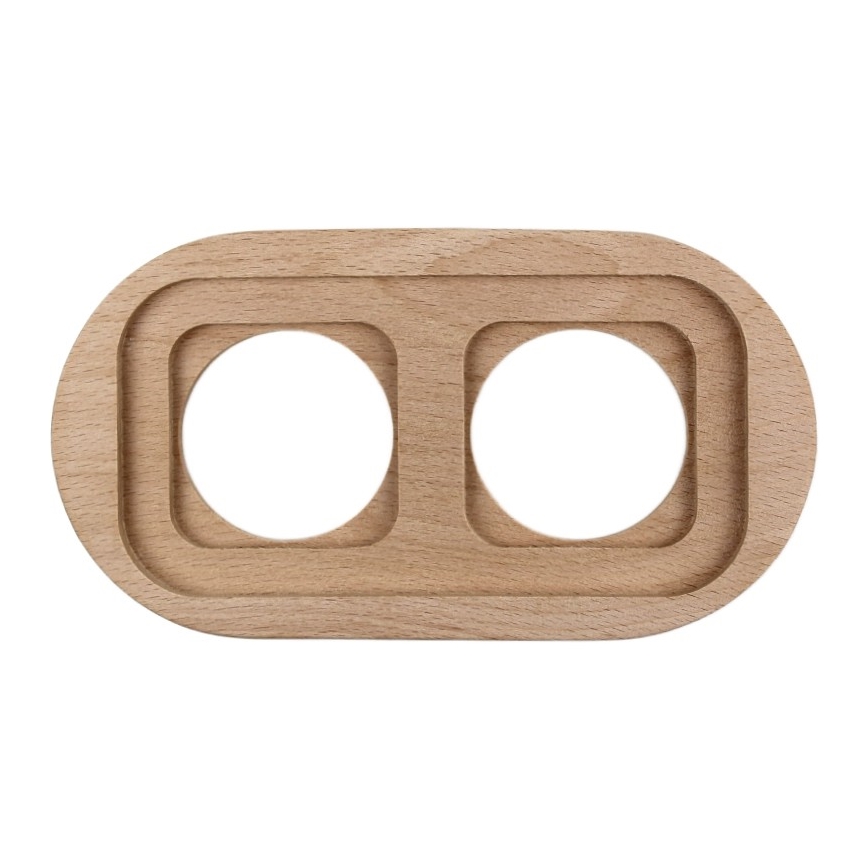 Elhard - Interruttore retro in ceramica č. 1 e presa 230V con placca nero/legno chiaro