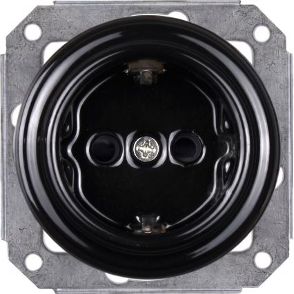 Elhard - Interruttore retrò in ceramica n. 1 e presa 230V con cornice SCHUKO nera