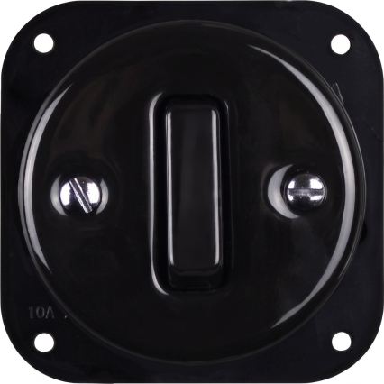 Elhard - Interruttore retrò in ceramica n. 1 e presa 230V con placca SCHUKO nera
