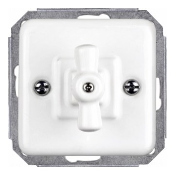 Elhard - Interruttore retrò in ceramica senza cornice n. 1/0 bianco