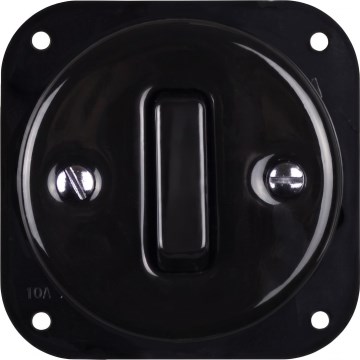 Elhard - Interruttore retrò in ceramica singolo senza cornice n. 1 nero
