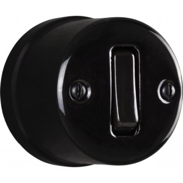 Elhard - Interruttore retrò in ceramica unipolare n. 1/0 nero