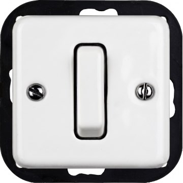 Elhard - Interruttore retrò in ceramica unipolare senza cornice n. 1/0, bianco
