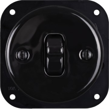 Elhard - Interruttore retrò per scale in ceramica, a levetta, senza cornice, n. 6, nero