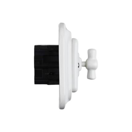 Elhard - Interruttore rotativo a croce in ceramica, stile retrò, con cornice n. 7, bianco
