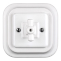 Elhard - Interruttore rotativo in ceramica retrò con cornice n. 1/0, bianco