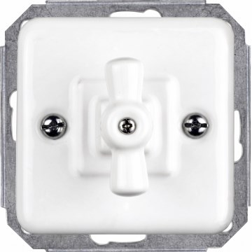 Elhard - Interruttore rotativo in ceramica stile retrò per scale, senza cornice, n. 6, bianco