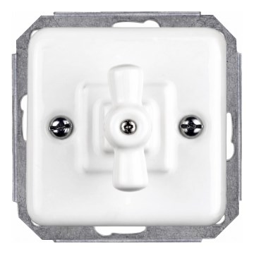 Elhard - Interruttore rotativo in ceramica stile retrò per serie, senza cornice, n. 5, bianco