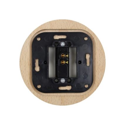 Elhard - Interruttore semplice in ceramica stile retrò con cornice n. 1 bianco/legno chiaro