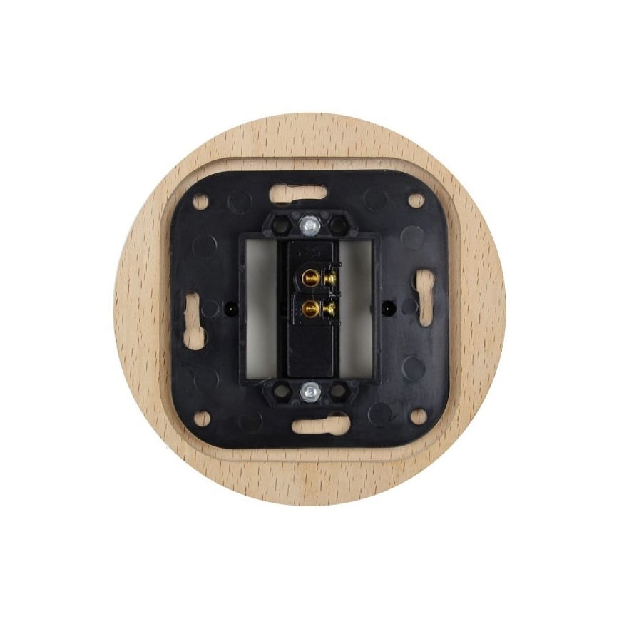 Elhard - Interruttore semplice in ceramica stile retrò con cornice n. 1 bianco/legno chiaro