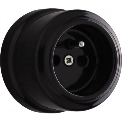 Elhard - Interruttore a parete in ceramica retrò unipolare n. 1 e presa 230V con cornice nera
