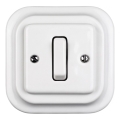 Elhard - Interruttore singolo in ceramica dallo stile retrò con cornice n. 1, bianco