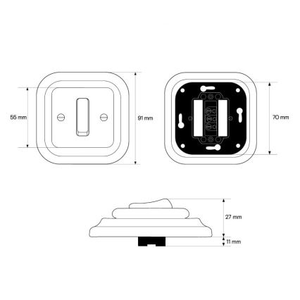Elhard - Interruttore singolo in ceramica dallo stile retrò con cornice n. 1, bianco
