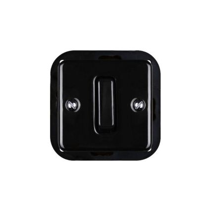 Elhard - Interruttore singolo in ceramica stile retrò con cornice n. 1, nero