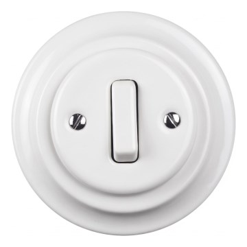 Elhard - Interruttore singolo retrò in ceramica con cornice č. 1 bianco