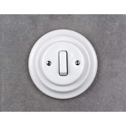 Elhard - Interruttore singolo retrò in ceramica con cornice č. 1 bianco