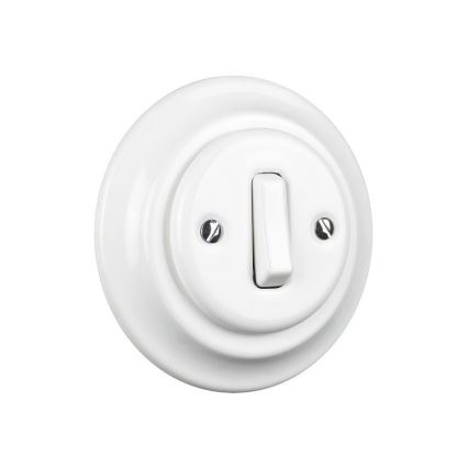 Elhard - Interruttore singolo retrò in ceramica con cornice č. 1 bianco