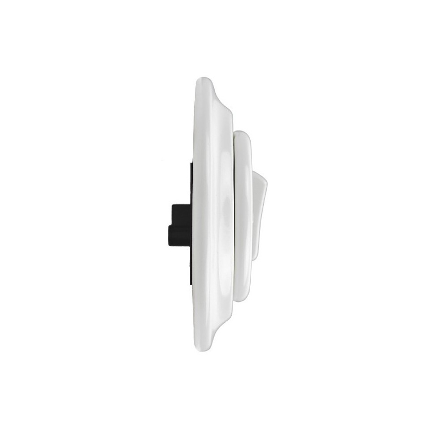 Elhard - Interruttore singolo retrò in ceramica con cornice č. 1 bianco