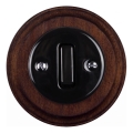Elhard - Interruttore singolo retrò in ceramica con cornice č. 1 nero/legno scuro