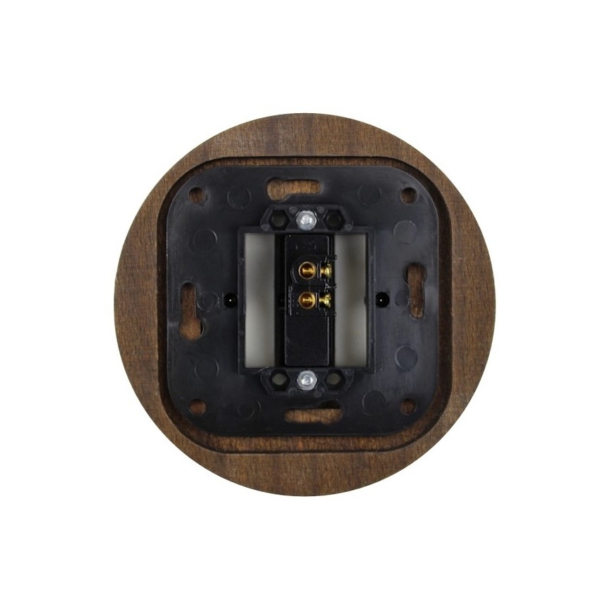 Elhard - Interruttore singolo retrò in ceramica con cornice č. 1 nero/legno scuro