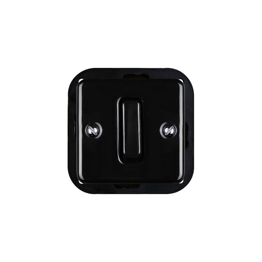 Elhard - Interruttore singolo retrò in ceramica con cornice n. 1/0 nero