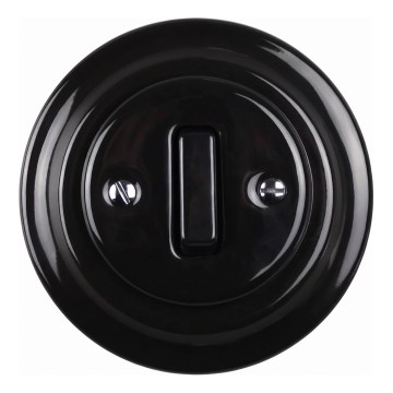 Elhard - Interruttore singolo retrò in ceramica con cornice n. 1 nero