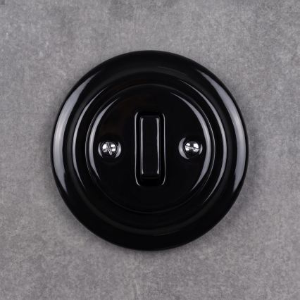 Elhard - Interruttore singolo retrò in ceramica con cornice n. 1 nero