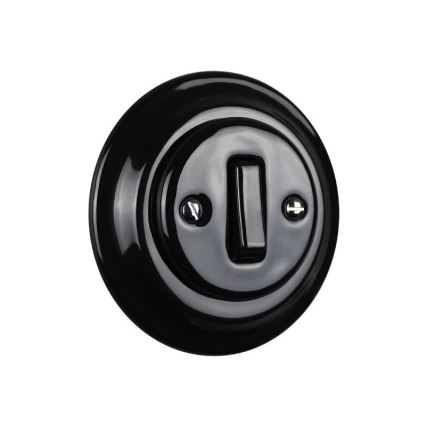 Elhard - Interruttore singolo retrò in ceramica con cornice n. 1 nero