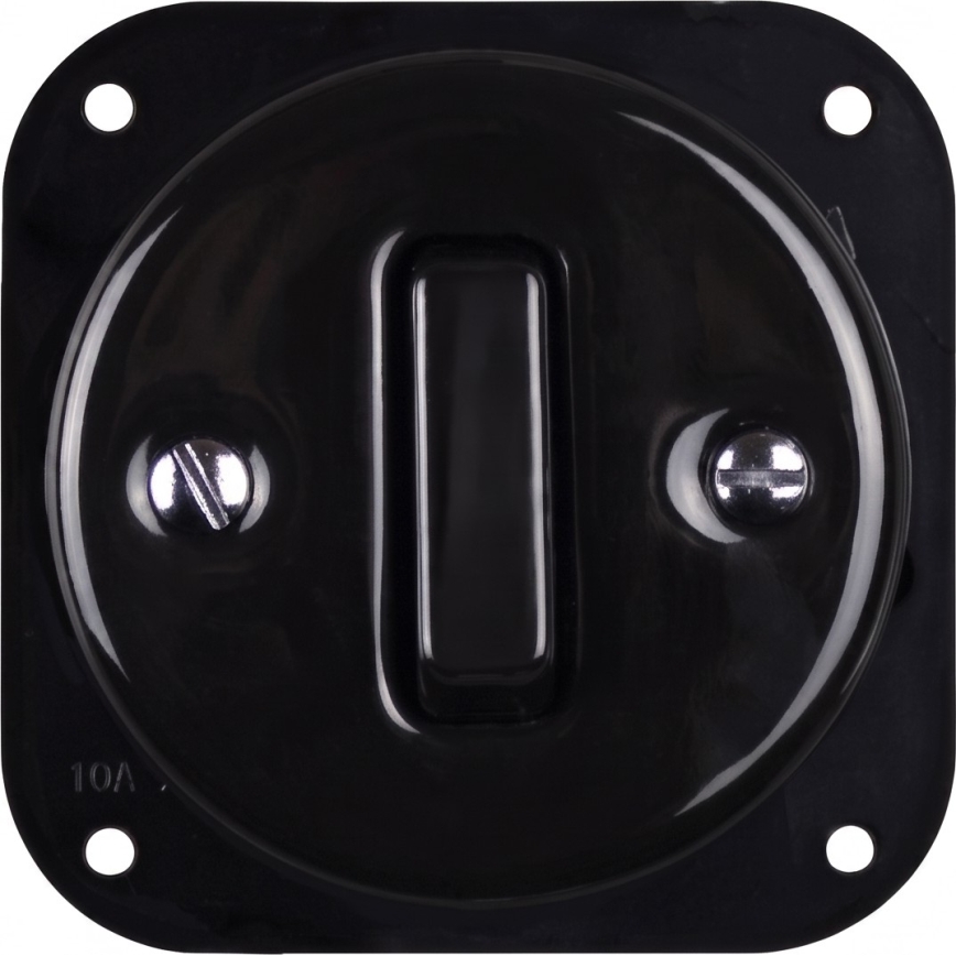 Elhard - Interruttore singolo retrò in ceramica con cornice n. 1 nero
