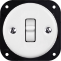 Elhard - Interruttore unipolare in ceramica dallo stile retrò con levetta, senza cornice, n. 1, bianco