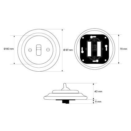 Elhard - Interruttore unipolare in ceramica dallo stile retrò con levetta, senza cornice, n. 1, bianco