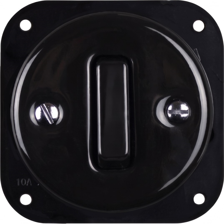 Elhard - Interruttore unipolare in ceramica in stile retrò con cornice n. 1 nero/legno chiaro