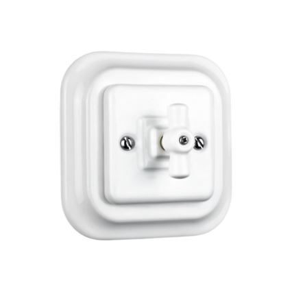 Elhard - Manopola rotante in ceramica in stile retrò per veneziane con cornice, bianco
