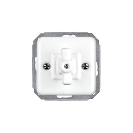 Elhard - Manopola rotante in ceramica in stile retrò per veneziane con cornice, bianco