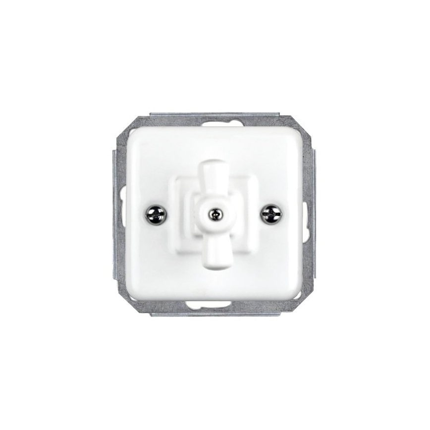 Elhard - Manopola rotante in ceramica in stile retrò per veneziane con cornice, bianco