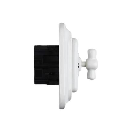 Elhard - Manopola rotante in ceramica in stile retrò per veneziane con cornice, bianco
