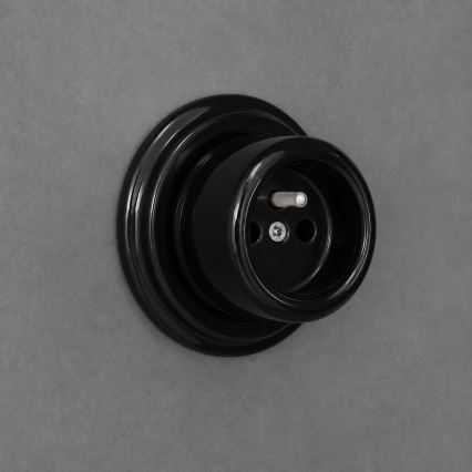 Elhard - Presa a muro in ceramica in stile retrò per uso domestico con cornice, 230V, nera