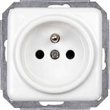 Elhard - Presa a muro in ceramica stile retrò senza cornice 230V bianca