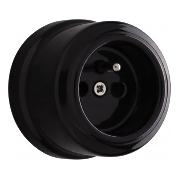 Elhard - Presa a parete in ceramica dal design retrò per uso domestico 230 V, nera