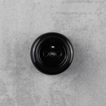 Elhard - Presa a parete in ceramica dal design retrò per uso domestico 230 V, nera