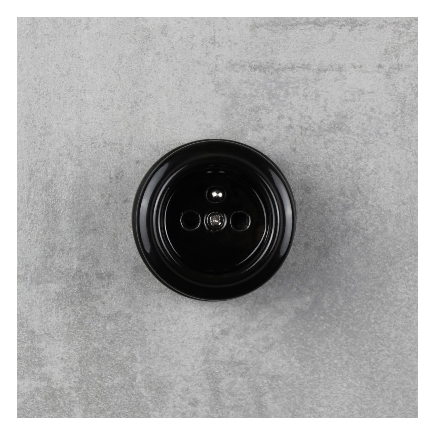 Elhard - Presa a parete in ceramica dal design retrò per uso domestico 230 V, nera