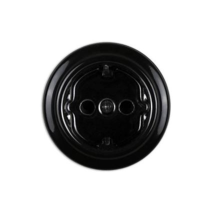 Elhard - Presa a parete in ceramica in stile retrò per uso domestico con cornice, SCHUKO 230V, nera